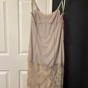 Vintage BCBG Runway Lace Trimmed Slip Dress Beige NWT